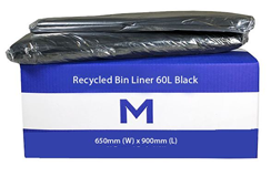 800mm x 1000mm x 40mu 250 Pack Box Rubbish Bin Liner, Rubbish Bags 80L - Black